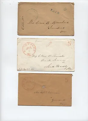 3 1850s Maine Stampless Covers Searsport North Yarmouth [y8695] • $20