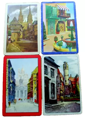 4 Single Genuine Vintage Swap Playing Cards/blank Bks Old Towns Courtyard • $1.40