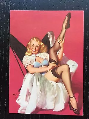 Elvgren PINUP Girl Card - Black Stockings- Brown & Bigelow • $5.95