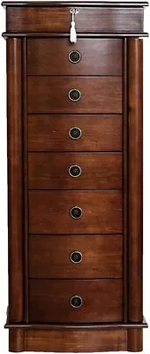 Jewelry Armoire Organizer Standing Brown Wood Jewelry Box Chest Rich Walnut • $224.99