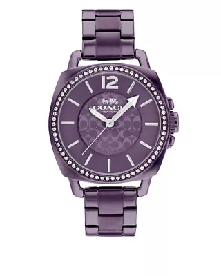 Brand New Coach Boyfriend Purple Metal Band Crystal Dial Watch 14503983 • $149