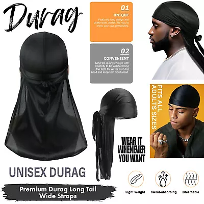 Men Durag Bandana Scarf Head Tie Down Rap Head Du Rag Band Biker Hat Cap Du-rag • £3.75