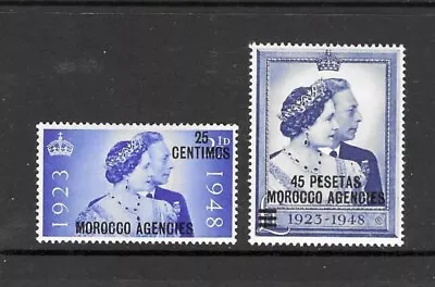 Great Britain Morocco 1948 Hinged George Vi Silver Wedding Set Scott 93-4 • $4.50