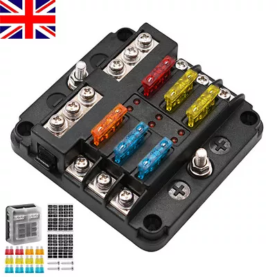 £9.59 • Buy 6 Way Blade Fuse Box Block FuseBox Holder Auto Marine Bus Bar Car Kit 12V 32V UK