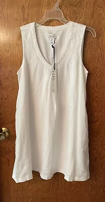 Nicole Miller NY NWT Women's White Linen Lined V-Neck Dress Pockets Size Small • $26.99