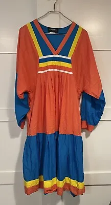 Smock Dress Tunic Festival Peasant Bib Boho Hippie Color Block Vintage Gump’s OS • $59.50