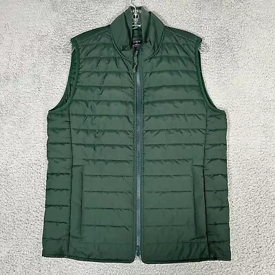 J Crew Vest Mens Size Small Green Puffer Full Zip Gilet Outdoor Thinsulate • $29.99