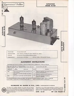 1963 Ultratone M-4w Fm Multiplex Adapter Radio Service Manual Photofact Diagram • $10.99