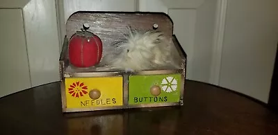 Antique Dollhouse Miniature Real Fur Dog Tomato Pin Cushion On Vintage Box • $34.99