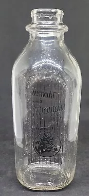 1965 Thomas Dairy Rutland Vt Black Acl Quart Milk Bottle Cow Figural 2 Sided • $9.99