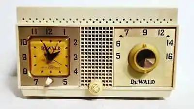 1958 Dewald L-548 AM Mid-Century Clock Tube Radio Ivory Plaskon Near Mint • $475