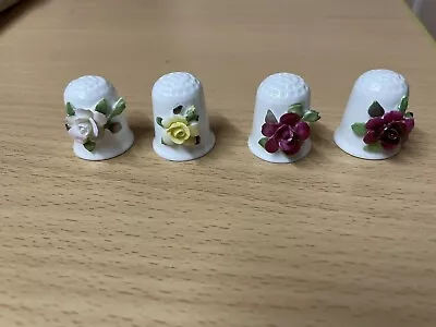 4 Quality Porcelain Thimbles Embellished With Applied Flowers - All Coalport • £9.99