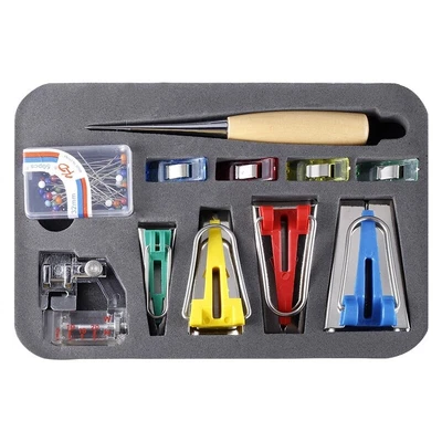 $10.44 • Buy Bias Tape Maker Kit Set Fabric Sewing Quilting Awl & Binder Foot Case Tools