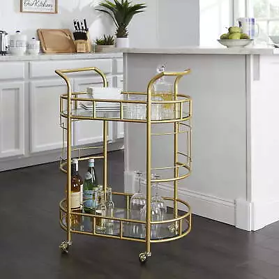 $70.99 • Buy Better Homes & Gardens Fitzgerald Bar Cart With Matte Gold Metal Finish, 2-Tiers
