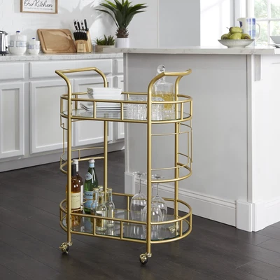 $70.99 • Buy Better Homes & Gardens Fitzgerald Bar Cart With Matte Gold Metal Finish, 2-Tiers