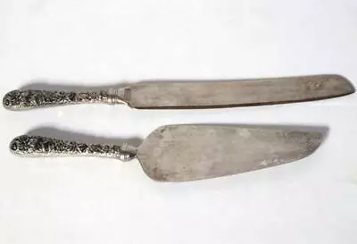 Vintage Godinger Olde Bouquet Silverplate Pie Cake Server And Knife Set Engraved • $50