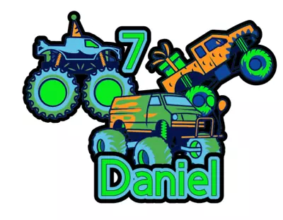 Personalised Monster Truck Printed Card Cake Topper Pre-Cut • $8.09