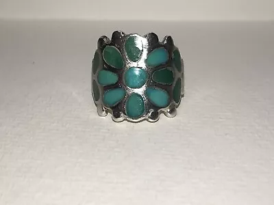 Vintage Sterling Turquoise Ring Sz 7.5 • $48