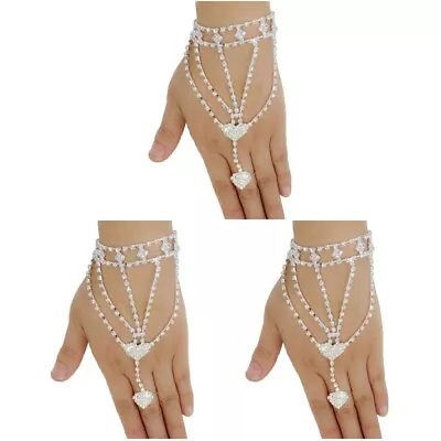  3 Pack Womens Bracelets Hand Harness Bangle Silver Slave Jewelry • £14.99