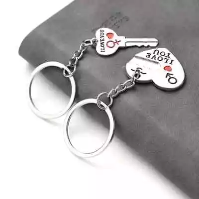 I Love You Romantic Valentines Day Silver Keyring Keychain Heart & Key Set • £3.95