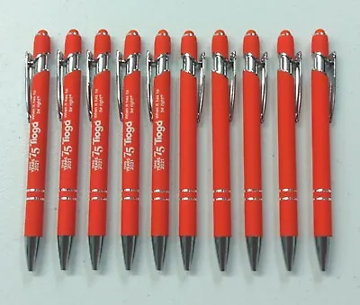 10ct Lot Misprint Metal Retractable Soft Touch Stylus Pens: ORANGE / TANGERINE  • $11.99