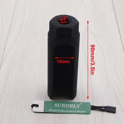 Black Lambda Remover Hand Tool O2 Sensor Socket 22mm 3/8 Sq Drive 18mm Slot • £10.49