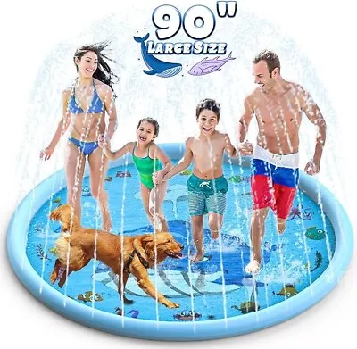 67-90.5  Splash Pad Kids Pets Dogs Water Sprinkler Mat Wading Pool No-Slip Toys • $29.99