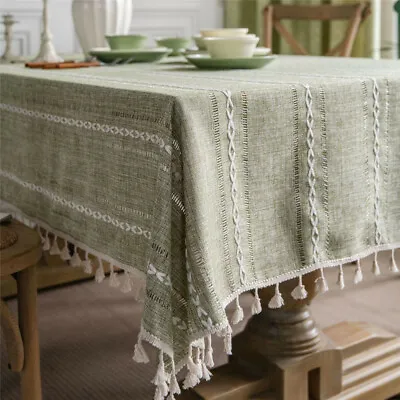 Vintage Rectangle Tassel Tablecloth Dining Table Cloth Cover Home Party Decor • $85.75