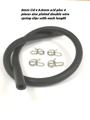 £3.29 • Buy  Flexible Soft Rubber Tube - Air / Water Fuel Petrol Oil Hose Pipe Black + Clips
