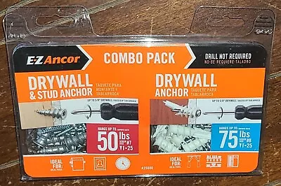 E-Z Ancor Combo Pack W/25 Drywall & 25 Drywall Stud Anchors! No Drill Required! • $16.99