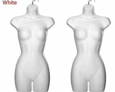 2xFEMALE HANGING FULL BODY MANNEQUIN  FORM DAMAGE CRAK TORSO DISPLAY BUST WHITE • £13.99