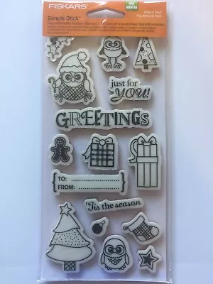 What A Hoot Owls Fiskars Cling Rubber Stamp Set 136820-1001 Christmas NEW. • $3.36