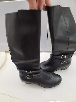Womens Abella Tall Leather Black Boots 16  Tall Knee High • £67.48