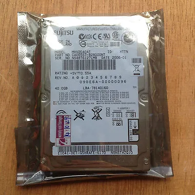 FUJITSU MHV2040AT 40 GB 4200RPM 2.5  PATA/IDE 2MB HDD Laptop Hard Drive Tested • £7.18