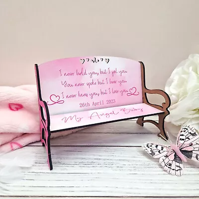 Personalised Angel Baby Girl Memorial Bench Memory Heaven Pink Keepsake Gift • £14.99