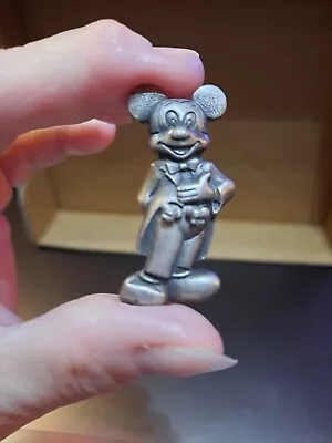 Walt Disney Prod Mickey Mouse Shape Pewter Box W Pin Lid & Stud Earrings Set WDP • $14.99