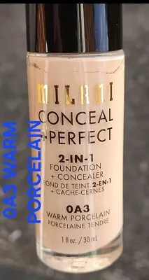 Milani Conceal Perfect 2-in-1 Foundation Concealer 0A3 WARM PORCELAIN 1oz/30ml  • £14.99