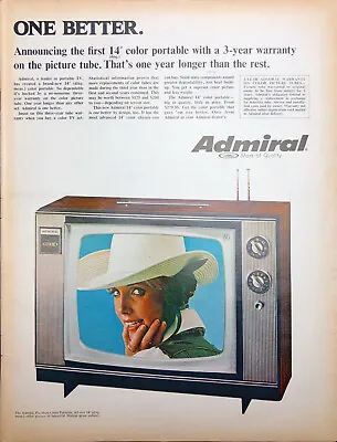 Vintage 1960s Admiral Playmate Color Portable TV Cowgirl Print Ad  • $5.39