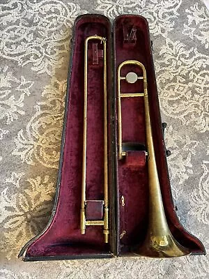 Vintage  Ambassador Fullerton California Trombone + Hard Instrument Case • $75