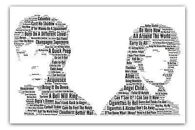 Oasis Song Titles Ready To Hang Canvas Or Poster Liam Noel Gallagher 3 Sizes • £6.95