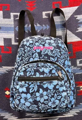 Jansport Vintage Rare Mini Half Pint Backpack Corduroy Tropical Blue Floral 90s • $62.99