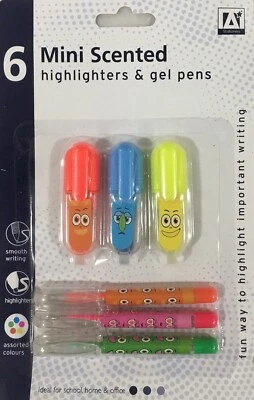 £2.49 • Buy Pack Of 6 Mini Scented Highlighters & Gel Pens