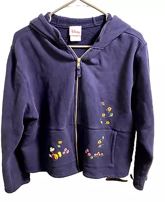 Disney Store L Zip Hoodie Jacket Mickey Mouse Crop Blue Sweatshirt Large Lg • $25