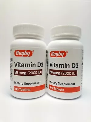 Vitamin D3 -50MCG (2000 IU) Supplement By Rugby (PACK OF 2)- EXP:09/2025 • $16.99