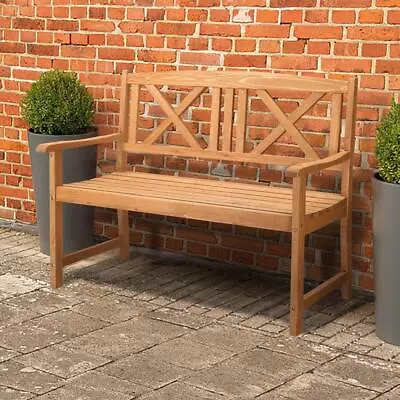 2 Seater Wooden Garden Bench Traditional Hardwood Outdoor Patio Furniture 117cm • £69.99