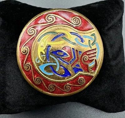 Vintage Tara Ware Dublin Book Of Kells Celtic Enamel Cloisonne Brooch Pendant • $44.99