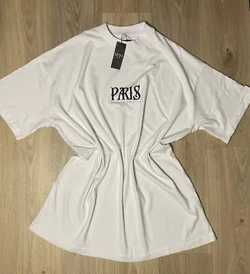 £8 • Buy Boohoo Man Tall Paris City White Print T-Shirt Size Small