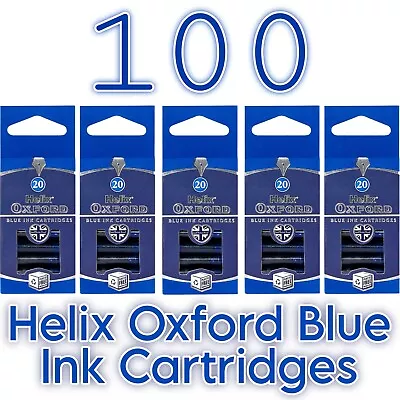 100× Oxford 219820 Helix Ink Cartridges - Blue (Pack Of 20) X 5 = 100 Cartridges • £12.99