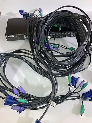 IOGEAR MiniView Ultra+ 8-Port VGA/PS2 KVM Switch GCS78 + 7 Cables 6’ & 10’ FT • $75.99