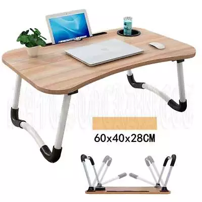 Foldable Laptop Stand Table Desk Computer Study Bed Adjustable Portable Cup Slot • $16.85